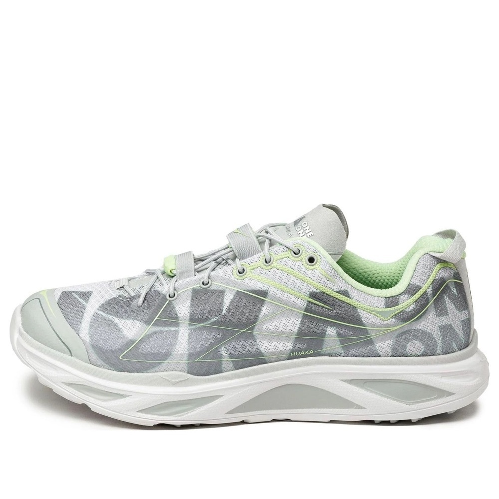 NWT Hoka Huaka Origins Unisex Shoes Running Sneakers Grey Green Quick Lace